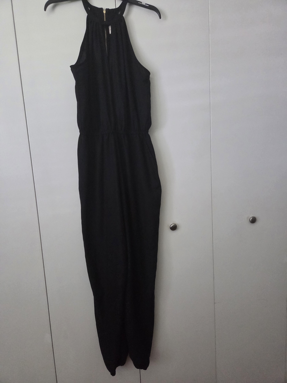 Marilyn Monroe Black Jumpsuit with V Neck Cutout And Zippered Back Size M